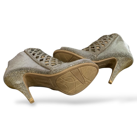 Christian Siriano For Payless Women’s Peep Toe Metallic Lattice Cutout Heels 7.5 - Picture 5 of 6